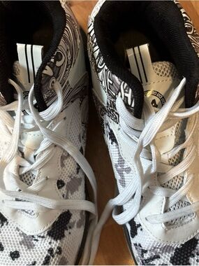Women’s White and Black Patterned Athletic Sneakers